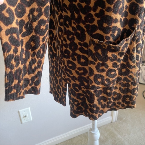 Terra & Sky Animal Print women’s Cardigan pockets Brown & Black size 14W ( OX ) - Picture 5 of 11